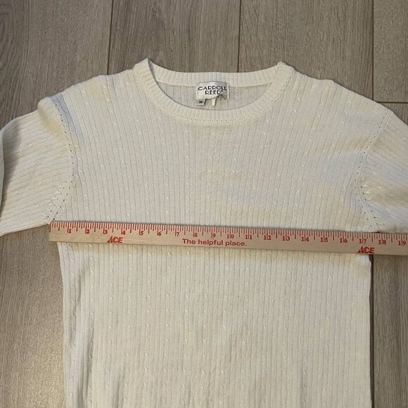 Carroll Reed Cable Knit Sweater Women's M White Pullover Long Sleeves Crew Neck - Picture 5 of 9